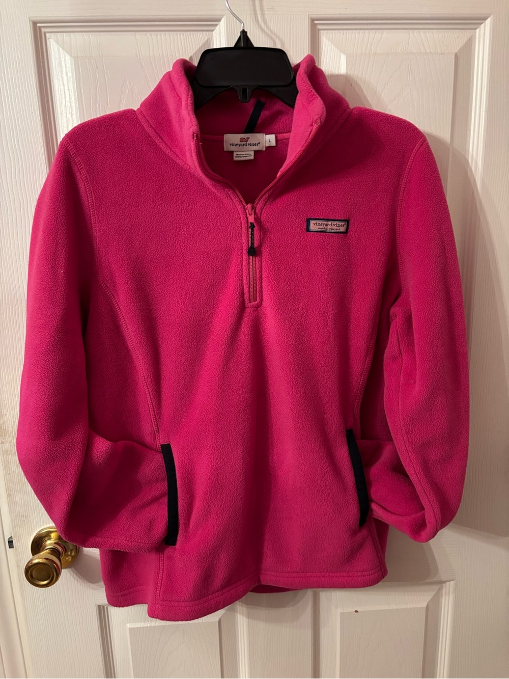 Vineyard Vines ladies.Fleece Quarter-Zip Pullover - Bright Pink SZ LARGE good